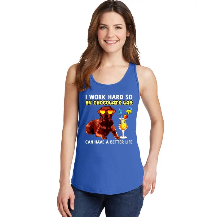 Funny Chocolate Lab Design Chocolate Labrador Lovers Ladies Essential Tank