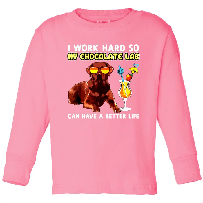 Funny Chocolate Lab Design Chocolate Labrador Lovers Toddler Long Sleeve Shirt