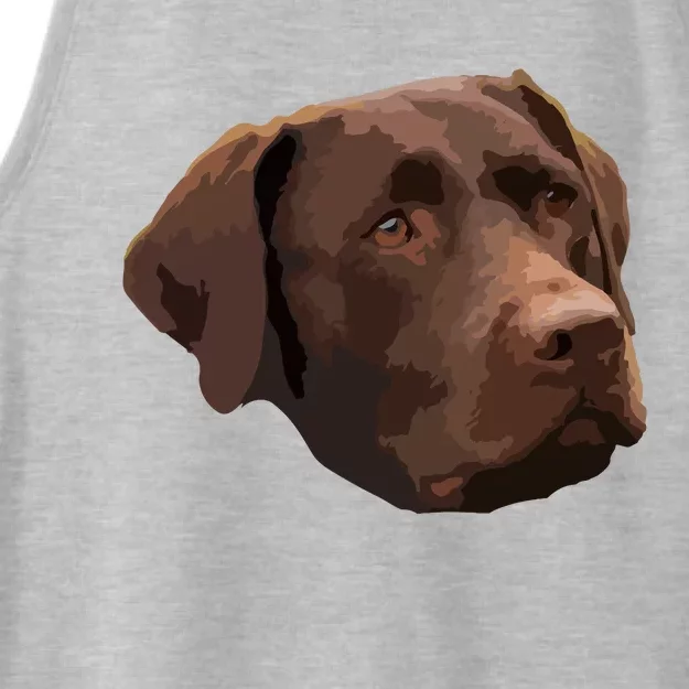 Funny Chocolate Lab Labrador Retriever Dog Head Ladies Tri-Blend Wicking Tank