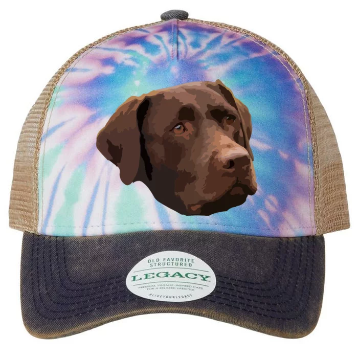 Funny Chocolate Lab Labrador Retriever Dog Head Legacy Tie Dye Trucker Hat