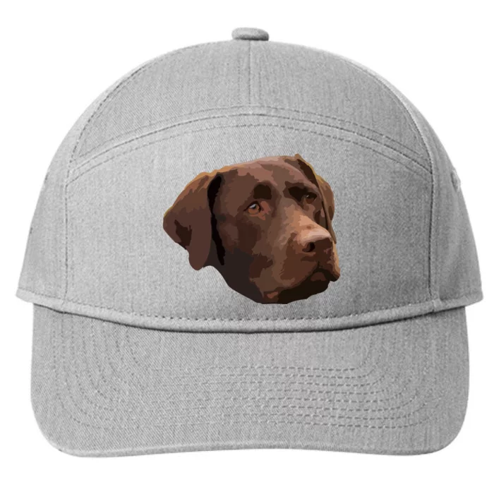 Funny Chocolate Lab Labrador Retriever Dog Head 7-Panel Snapback Hat