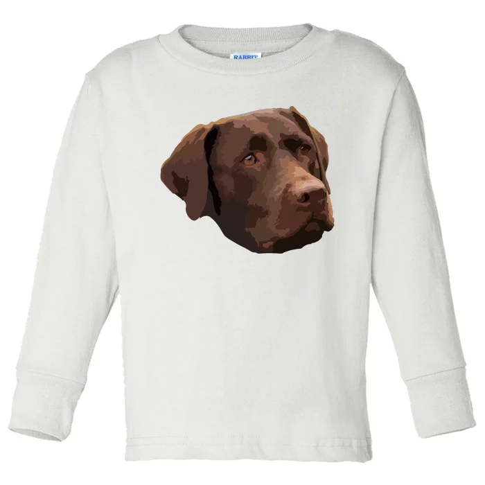 Funny Chocolate Lab Labrador Retriever Dog Head Toddler Long Sleeve Shirt