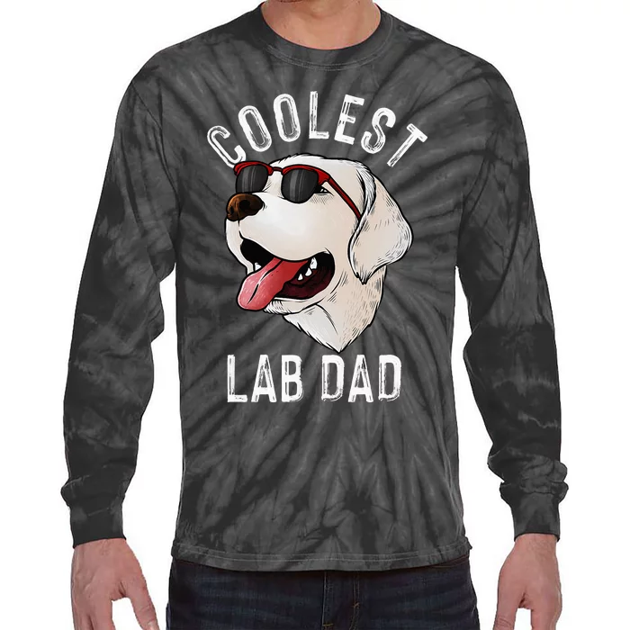 Funny Coolest Lab Dad Gift For White Labrador Dog Lover Tie-Dye Long Sleeve Shirt