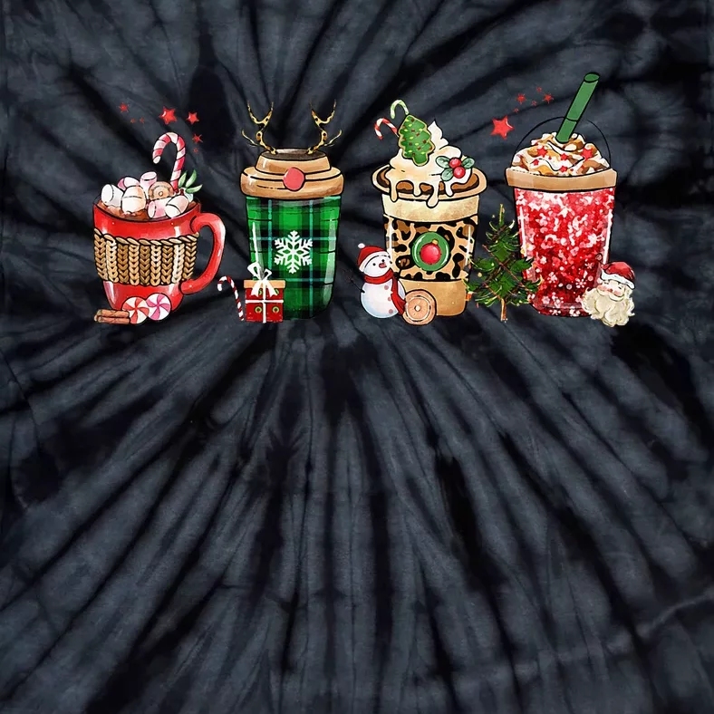 Festive Coffee Latte Holiday Gathering Tie-Dye T-Shirt