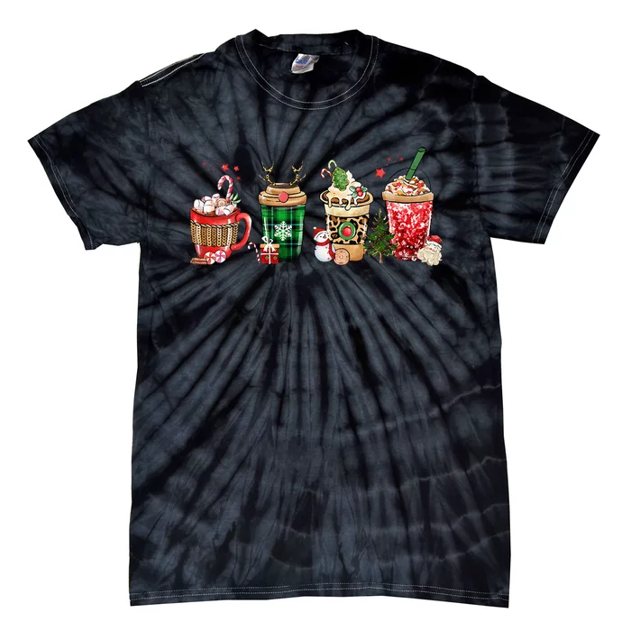 Festive Coffee Latte Holiday Gathering Tie-Dye T-Shirt