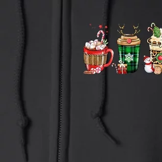 Festive Coffee Latte Holiday Gathering Full Zip Hoodie