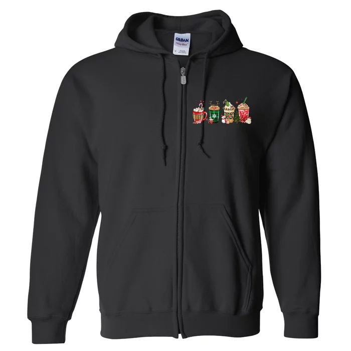 Festive Coffee Latte Holiday Gathering Full Zip Hoodie