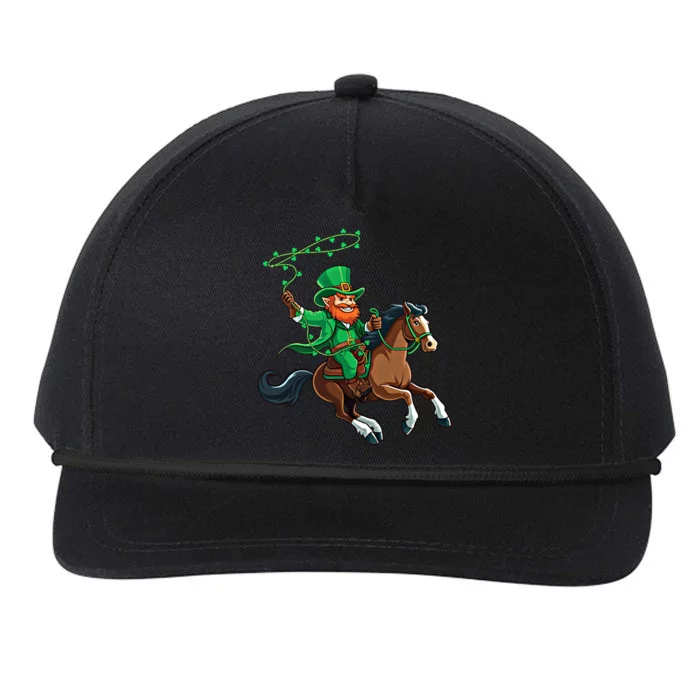 Funny Cow Leprechaun St PatrickS Day Horse Riding Lover Gift Snapback Five-Panel Rope Hat