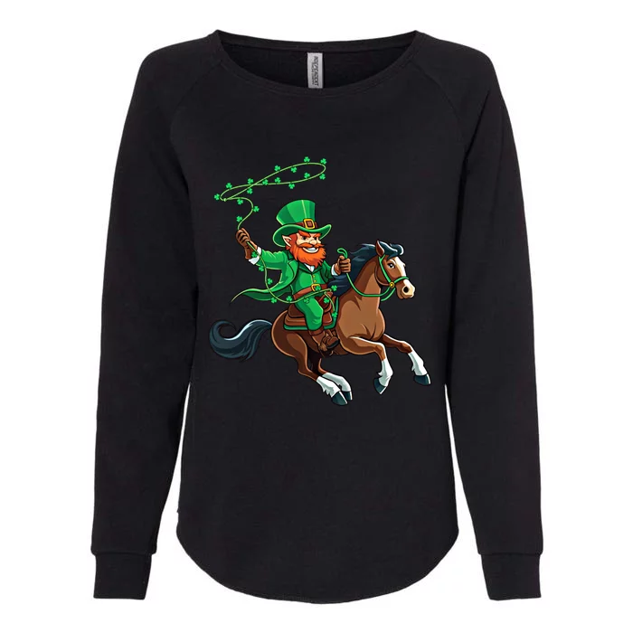 Funny Cow Leprechaun St PatrickS Day Horse Riding Lover Gift Womens California Wash Sweatshirt