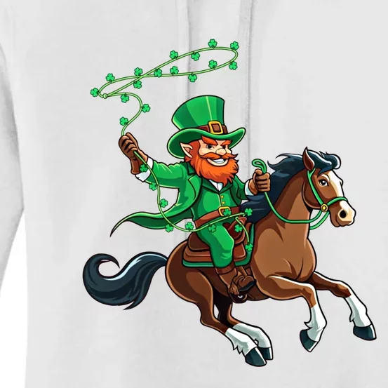 Funny Cow Leprechaun St PatrickS Day Horse Riding Lover Gift Women's Pullover Hoodie