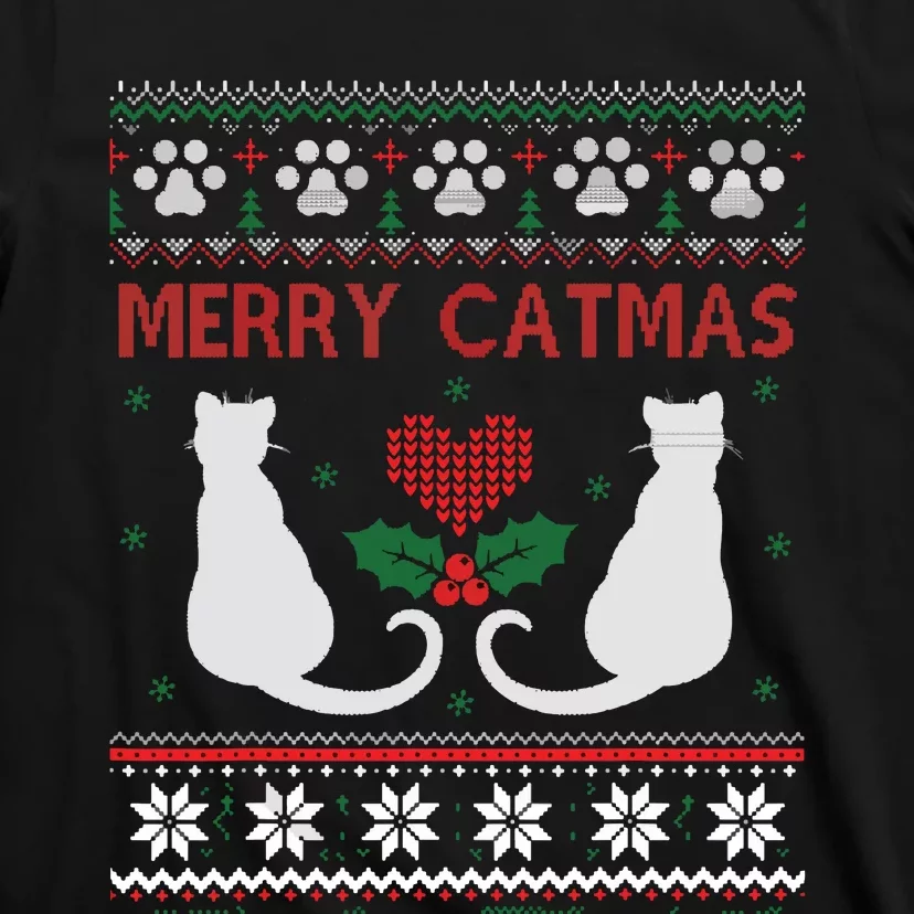 Funny Cat Lover Merry Catmas Ugly Christmas T-Shirt