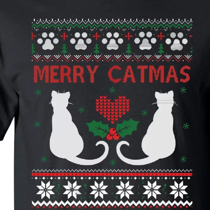 Funny Cat Lover Merry Catmas Ugly Christmas Tall T-Shirt