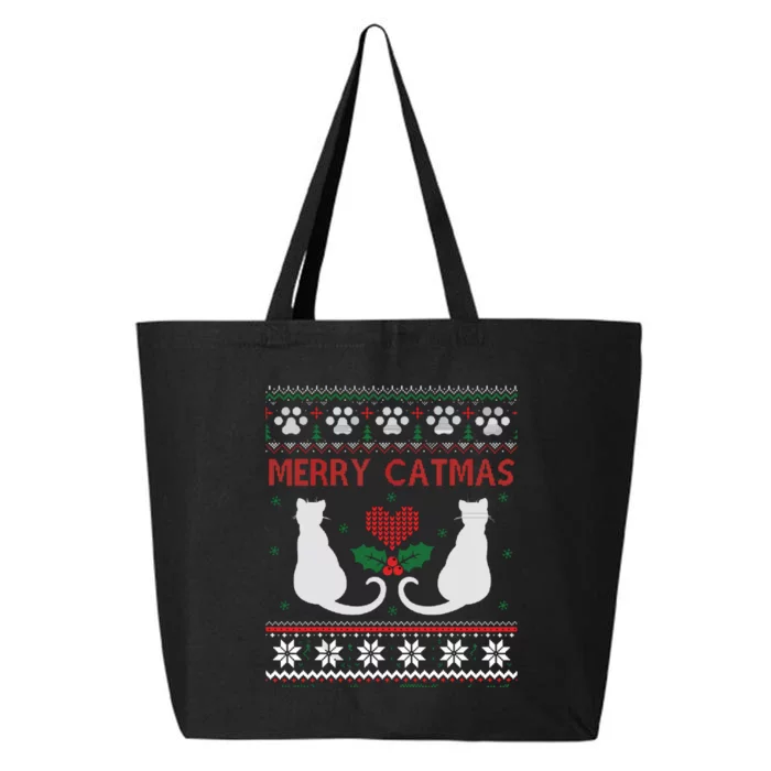 Funny Cat Lover Merry Catmas Ugly Christmas 25L Jumbo Tote