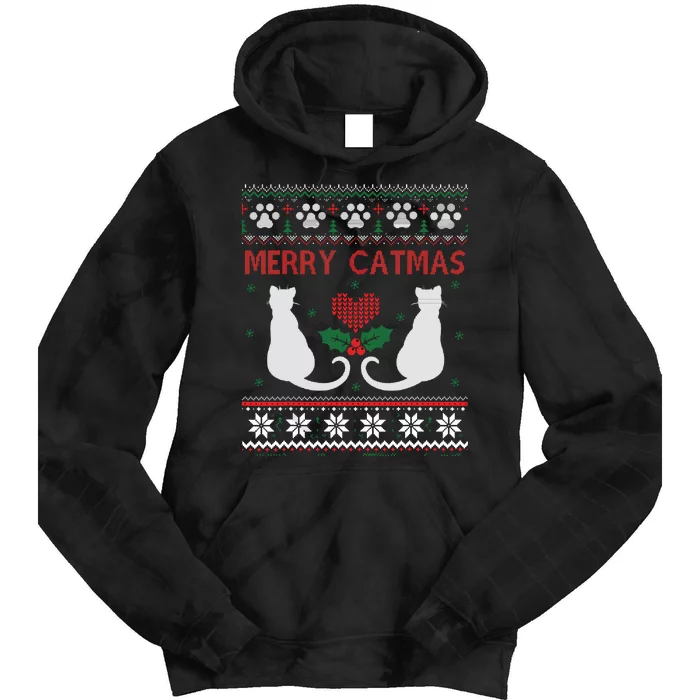 Funny Cat Lover Merry Catmas Ugly Christmas Tie Dye Hoodie