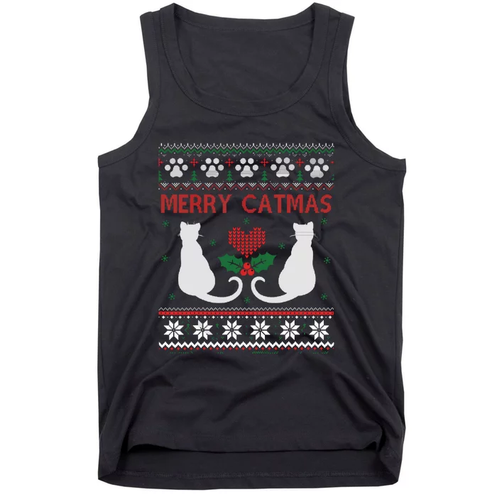 Funny Cat Lover Merry Catmas Ugly Christmas Tank Top