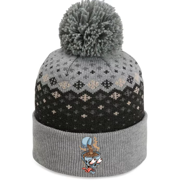 Funny Coffee Lover Addict Skull The Baniff Cuffed Pom Beanie