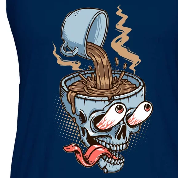 Funny Coffee Lover Addict Skull Ladies Essential Flowy Tank