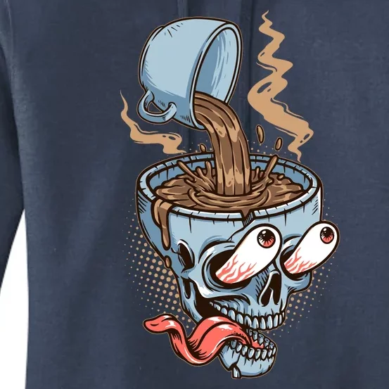 Funny Coffee Lover Addict Skull Women's Pullover Hoodie