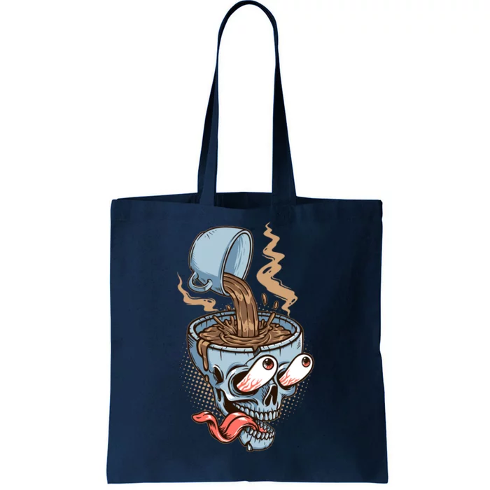 Funny Coffee Lover Addict Skull Tote Bag