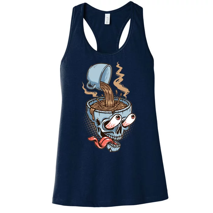 Funny Coffee Lover Addict Skull Women's Racerback Tank