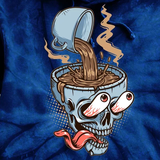 Funny Coffee Lover Addict Skull Tie Dye Hoodie