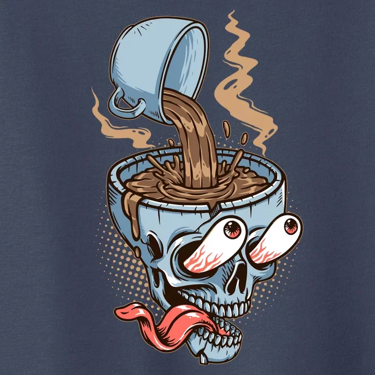 Funny Coffee Lover Addict Skull Toddler T-Shirt