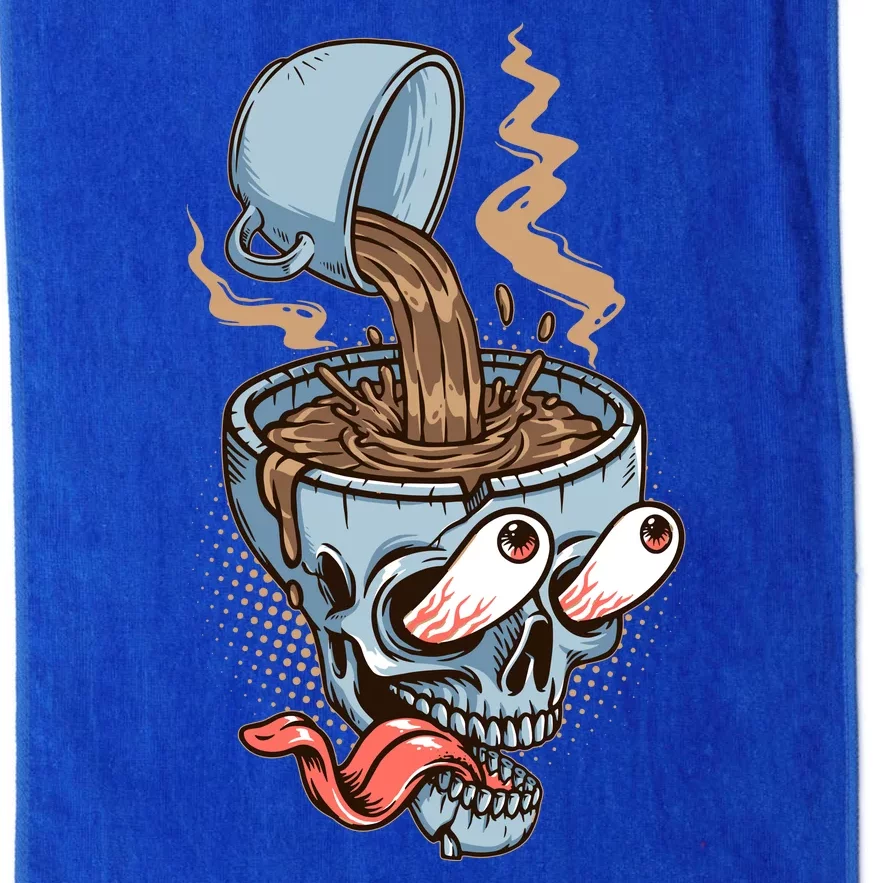 Funny Coffee Lover Addict Skull Platinum Collection Golf Towel