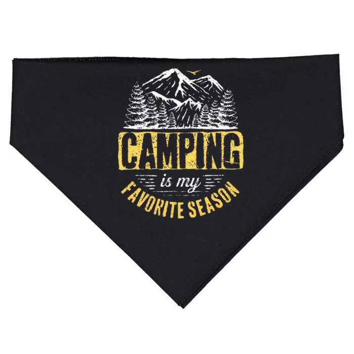 Funny Camping Lover Outdoor Camper Camping Favorite Season USA-Made Doggie Bandana