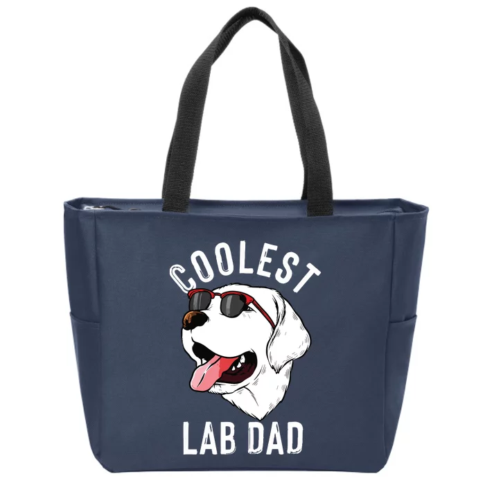 Funny Coolest Lab Dad Gift For White Labrador Dog Lover Men Zip Tote Bag