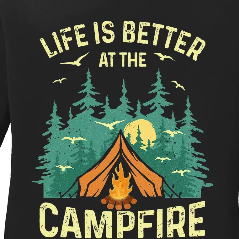 Funny Camping Lover Design For Camping Vacationist Ladies Long Sleeve Shirt