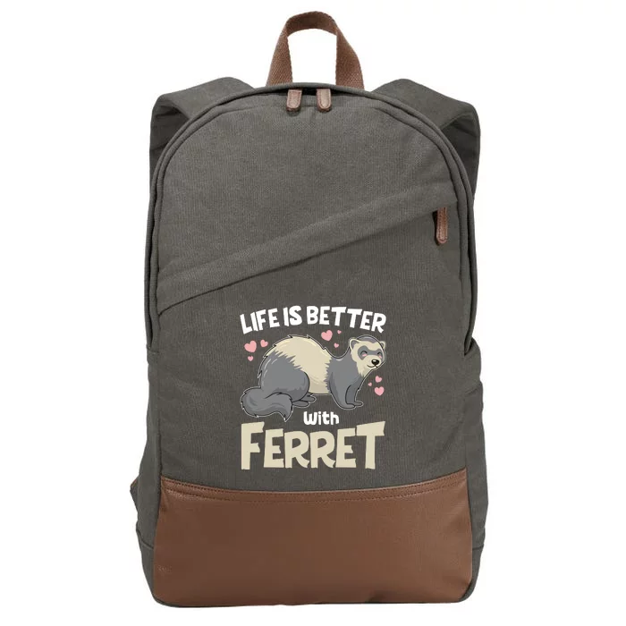 Funny Cute Life Is Better With Ferret Cotton Canvas Backpack