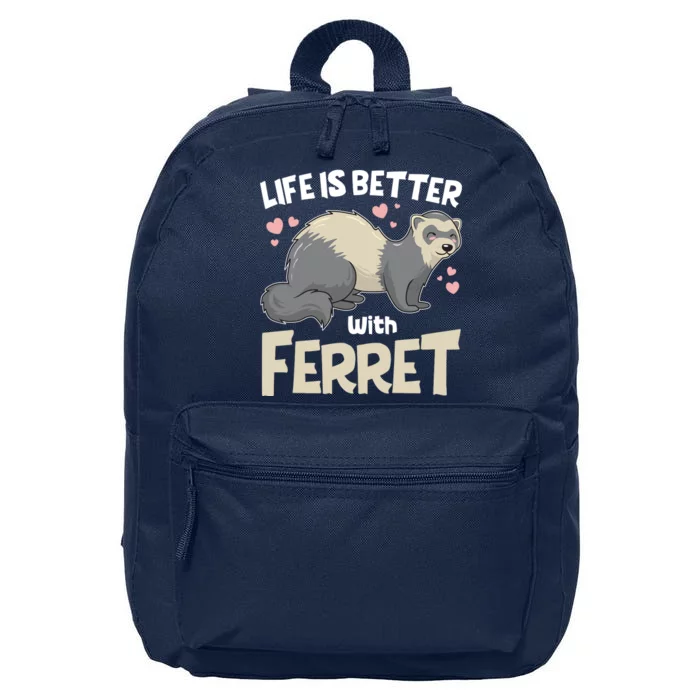 Funny Cute Life Is Better With Ferret 16 in Basic Backpack