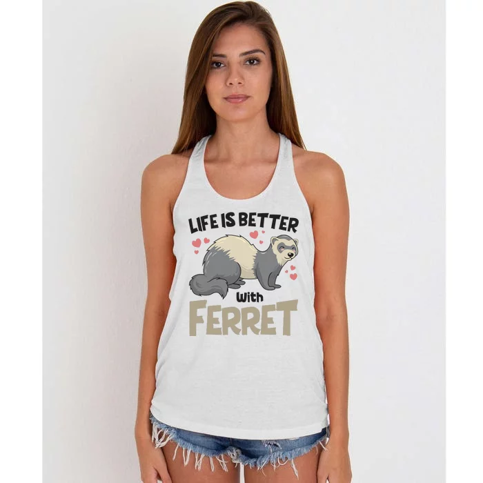 Funny Cute Life Is Better With Ferret Women's Knotted Racerback Tank