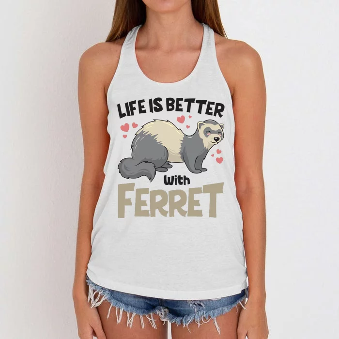 Funny Cute Life Is Better With Ferret Women's Knotted Racerback Tank