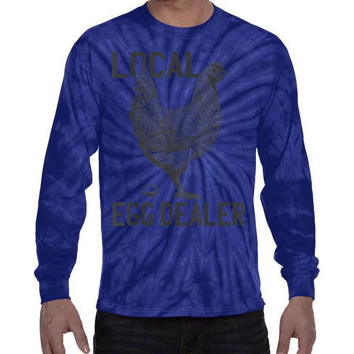 Funny Chicken Local Egg Dealer Support Tie-Dye Long Sleeve Shirt