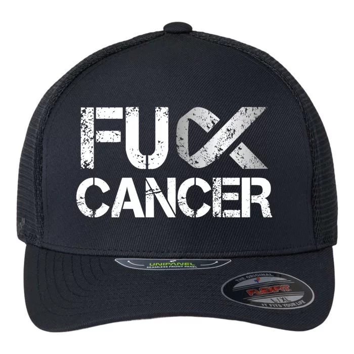 Fuck Cancer Lung Cancer Support Ribbon Gift Flexfit Unipanel Trucker Cap