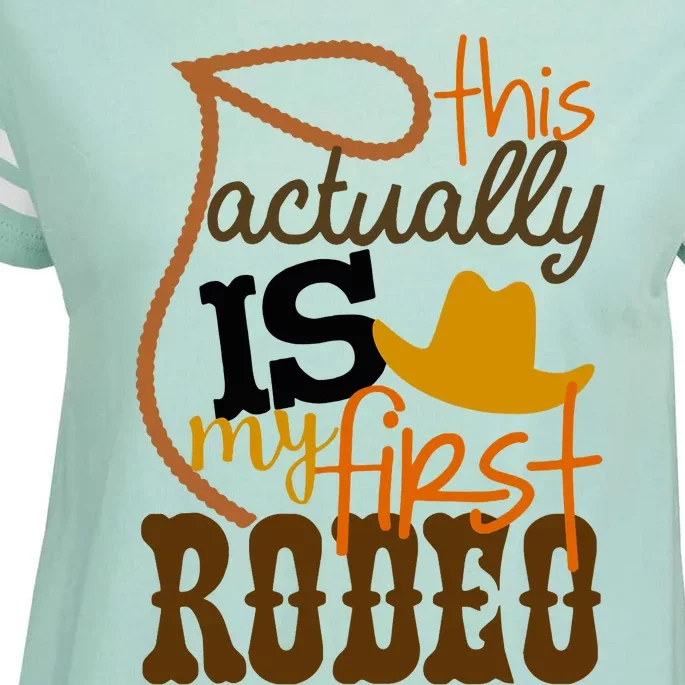 Funny Country Life Howdy This Actually Is My First Rodeo Enza Ladies Jersey Football T-Shirt