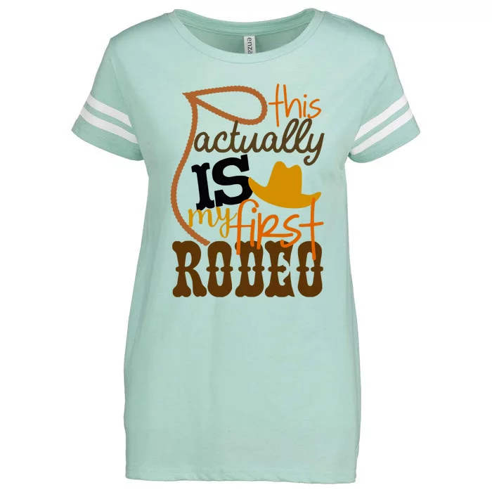 Funny Country Life Howdy This Actually Is My First Rodeo Enza Ladies Jersey Football T-Shirt