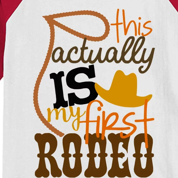 Funny Country Life Howdy This Actually Is My First Rodeo Kids Colorblock Raglan Jersey