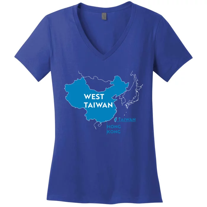 Funny China Map West Taiwan Gift Women's V-Neck T-Shirt