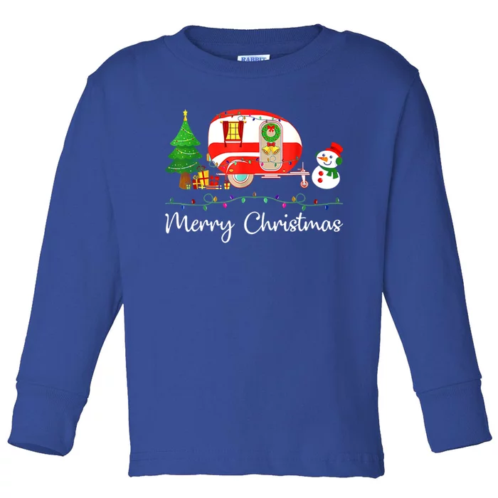 Funny Camping Merry Christmas Campers Snow Great Gift Toddler Long Sleeve Shirt