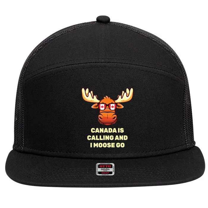 Funny Canadian Moose Canada Flag 7 Panel Mesh Trucker Snapback Hat