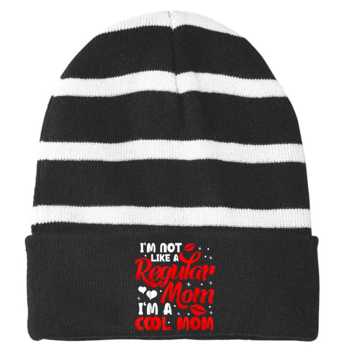 Funny Cool Mothers Day Tee For Mama Mom From Sons Daughters Striped Beanie with Solid Band