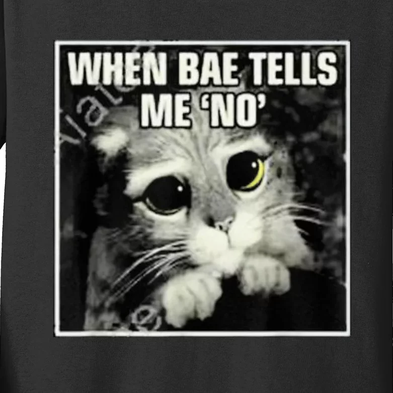 Funny Cat Meme When Bae Tells Me No Kids Long Sleeve Shirt