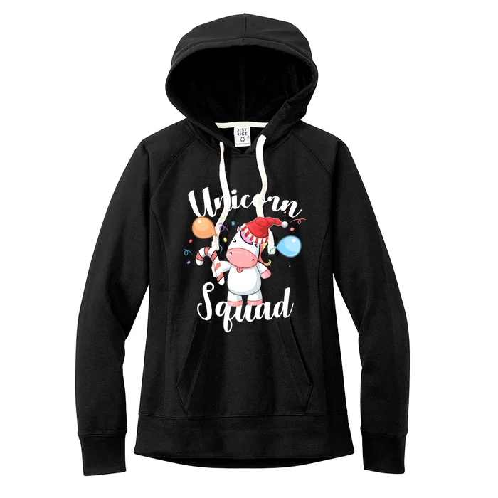 Funny Christmas Matching Tees For Girls Xmas Unicorn Squad Gift Women's Fleece Hoodie