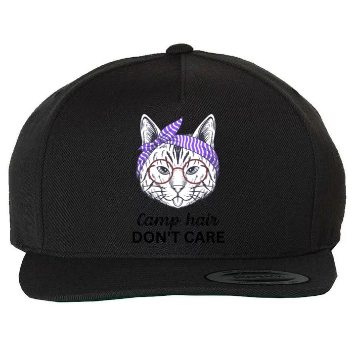 Funny Cat Messy Bun Camp Hair Dont Care Gift Wool Snapback Cap