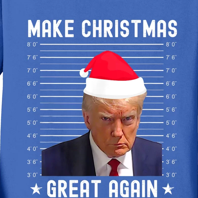 Funny Christmas Make Christmas Great Again Trump Mug Shot Gift Kids Long Sleeve Shirt