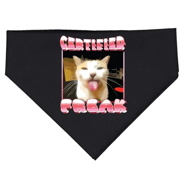 Funny Cat Meme Certified Freak Funny Cat Meme USA-Made Doggie Bandana