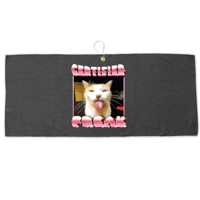 Funny Cat Meme Certified Freak Funny Cat Meme Large Microfiber Waffle Golf Towel