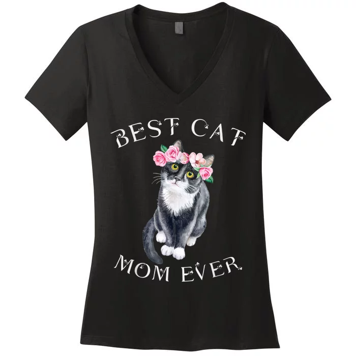 Funny Cat Mom For Cat Loversmothers Day Gift Women's V-Neck T-Shirt